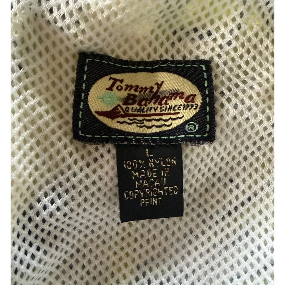 Tommy Bahama Mens Swim Trunks Large Green Blue Palm Leaf Ripstop Mesh Lined 6in